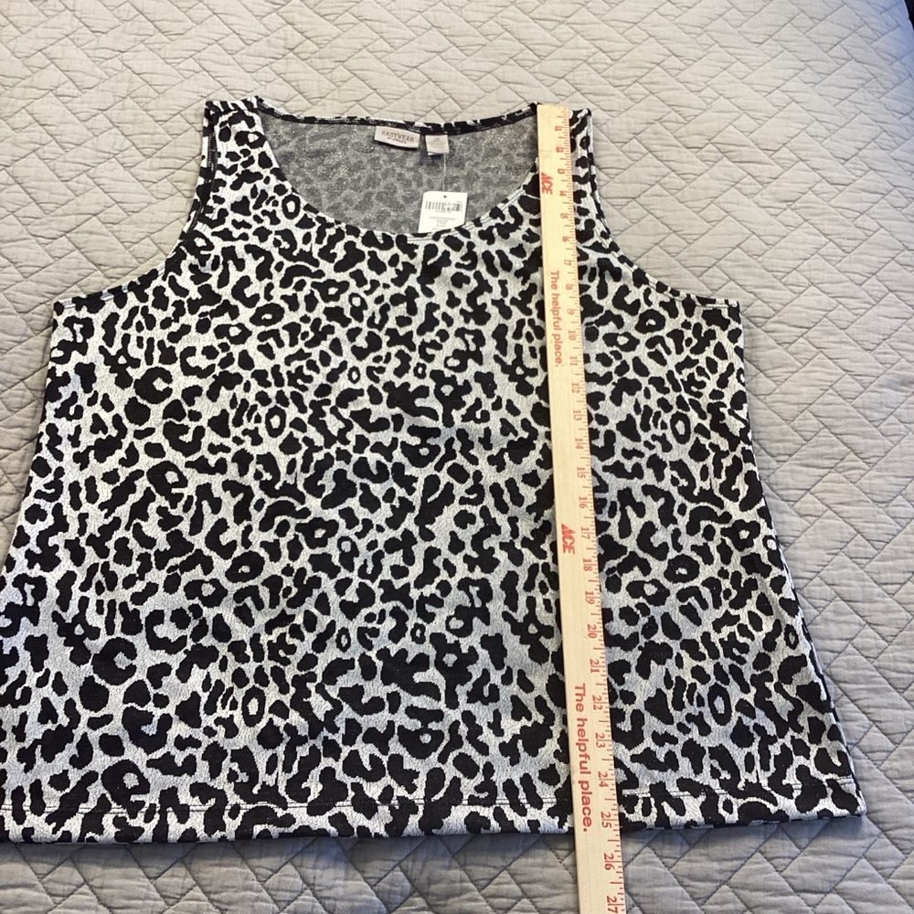 Chico's Black and Gray with Sparkle Leopard Print Tank Top Chico's Sz 3 (XL) - Picture 3 of 9